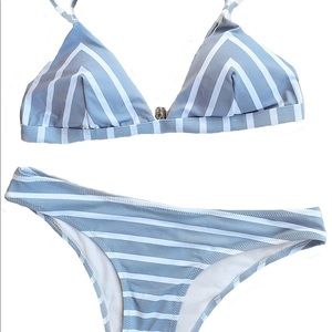 Light blue and white striped bikini!
